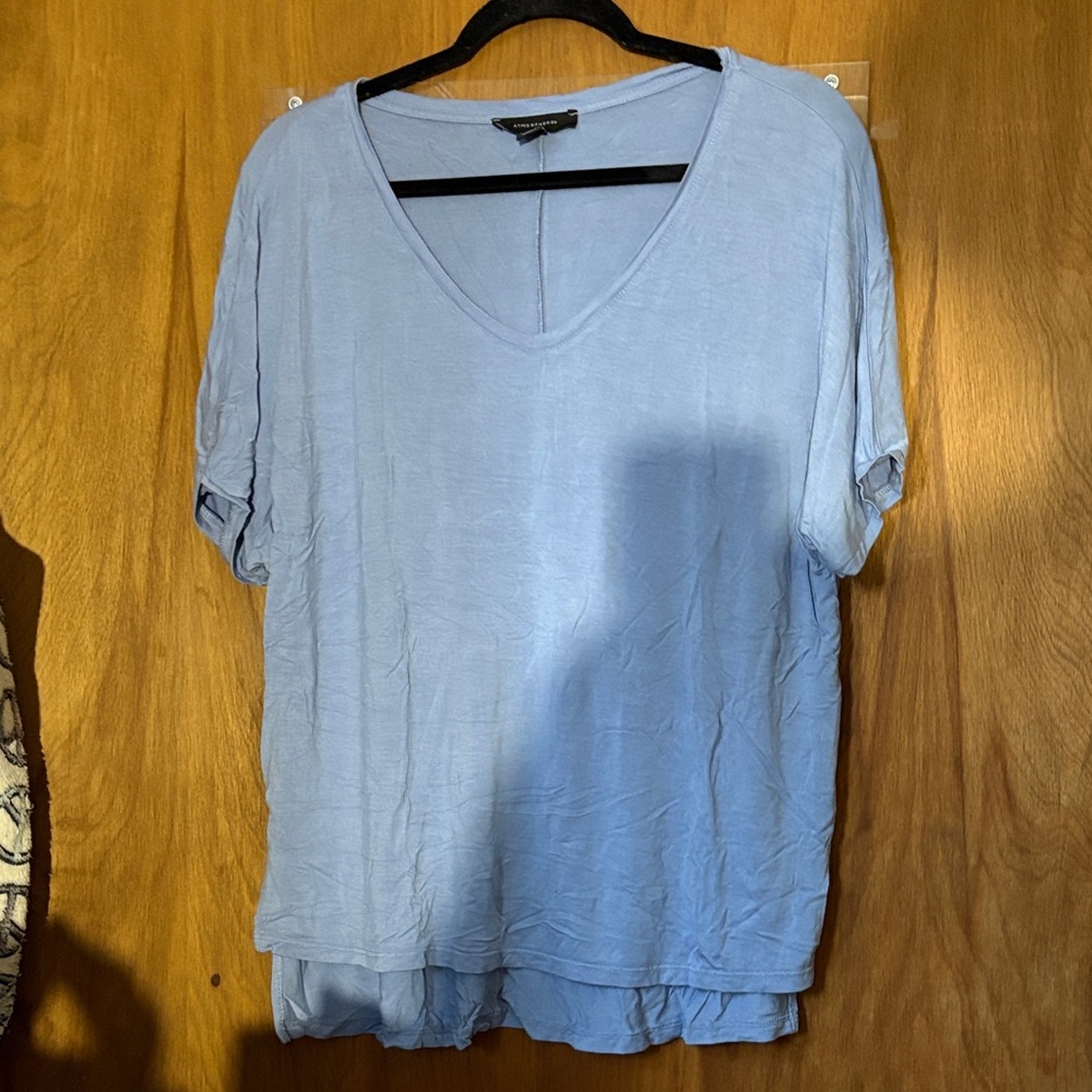 Atmosphere Light Blue V-Neck Short Sleeve Top